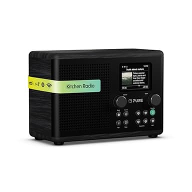 Pure Classic H4i – Radio Internet avec WiFi, Dab+, FM, Bluetooth 5.3 et USB – Haut-Parleur 10 W – Écran Couleur 2,4" – 150 Stations – Minuterie Sommeil et Cuisine – Entrée AUX – Noir