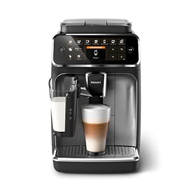 Philips Série 4300 Machine Expresso - Café à Grain - LatteGo Mousseur à Lait, 8 Spécialités de Café, Affichage Intuitif, Noir (EP4346/70)