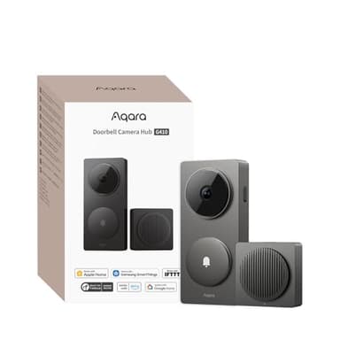 Aqara 2K Sonnette Video Hub G410 avec Carillon, HomeKit Secure Video, Hub Matter Intégré, Wi-FI 2,4G/5GHz, Zigbee et Thread, 4:3, sans Fil/Filaire, Compatible avec Alexa, Google, Home Assistant, Gris