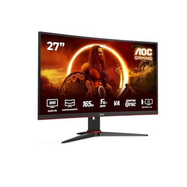 AOC Écran gaming incurvé CQ27G2U 68 cm (27 pouces) (QHD, HDMI, DisplayPort, FreeSync, temps de réponse de 1 ms, 144 Hz, 2560x1440) noir/rouge