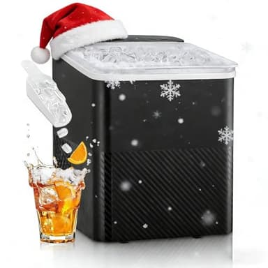 FOHERE Machine à Glaçons, 14Kg en 24h,9 Glaçons en 5 Minutes, 2 Tailles de Glaçons, Machine à Glaçon Portable de Comptoir, Autonettoyante à Glacons, Silencieuse, pour la Maison/Cuisine/Camping