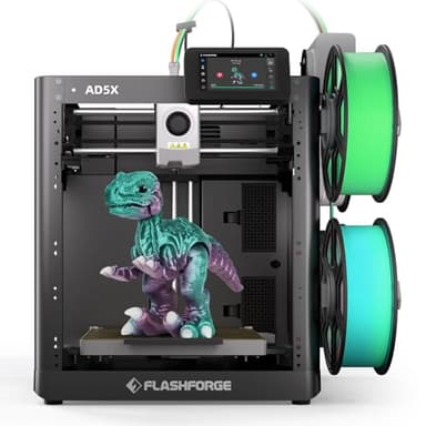 FLASHFORGE AD5X Imprimante 3D multi-matériaux, multicolore, vitesse 600 mm/s, impression en 1 clic, créations IFS, calibrage automatique, sauvegarde filaments