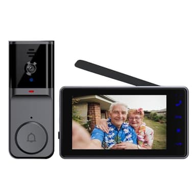 Sonnette Sans Fil avec Camera avec écran IPS de 4.3 1080P Visiophone Sans Fil Connexion à 100m Pas de WiFi Requis Audio Bidirectionnel la Fonction de Vision Nocturne Interphone Video De Vision : 120°