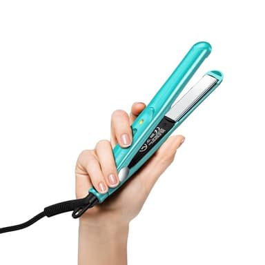 Farery Mini Fer Plat Céramique pour Cheveux Courts et Franges Bouclées, Légers et Portables, Tension Mondiale pour les Voyages, avec Pochette de Rangement, Bleu