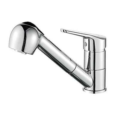 Ibergrif M14550, Mitigeur de Cuisine Extractible, Robinet de Cuisine avec Douchette, Mitigeur Evier Bec Bas, Robinet d'Évier de Cuisine Rotatif à 360°, Chromé, Argent