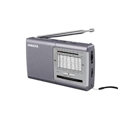 XHDATA D219 Radio Portable Petite FM AM SW Batterie Radio Pile Poste Radio Vintage pour Le Camping Extérieur et la Randonnée Gris