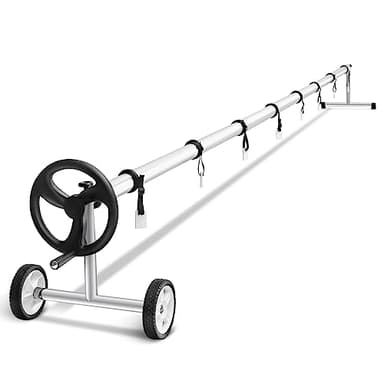 GOPLUS Enrouleur de Bâche Télescopique pour Piscine 480-670 CM, Enrouleur Pisine Tube en Aluminium et Support en Acier Inoxydable