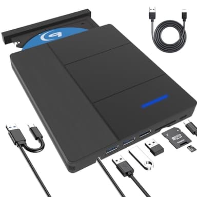TOMVYTER 7 en1 Lecteur Blu-Ray Externe - Lecteur Graveur Blu Ray avec USB 3.0 Type-C, DVD/BD Portable Externe Lecteur Blu Ray Externe, Graveur Optical Bluray Drive pour PC Windows 1110 8 7 XP