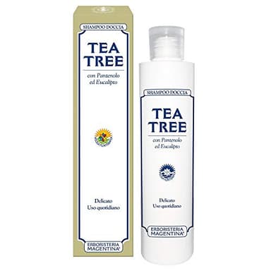 Erboristeria Magentina Shampooing de douche Tea Tree 200 ml, pour un nettoyage quotidien, pour peaux problématiques, avec eczéma, dermatites, cuir chevelu soumis à pellicules et dermite séborrhéique