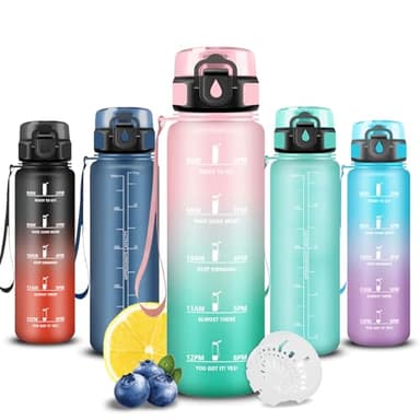 Grsta Bouteille, Gourde Enfant, Gourde 500ml Anti-Fuite, Facile à Nettoyer, Bouteille d'eau de Motivation, Facile à Nettoyer, Facile à Transporter, pour Running, École, Bureau, Extérieur, Enfant