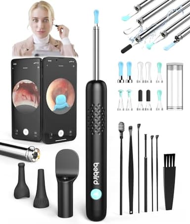 VLIKE Otoscope Oreille, 1080P HD 3,5mm Camera Oreille, IP67 Étanche Iscope Pro Max Oreille, Nettoyant Oreille avec 6 lumières LED, Outil de Nettoyage d'oreille WIFI Adapté aux Tablettes iOS/Android
