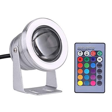 VOBOR Spot Light - Sol Piscine Lumière 12V 10W LED Étanche RGB Changement de Couleur Projecteur d'Extérieur pour Marine Aquarium Bateau Pondside (Couleur : Argent)