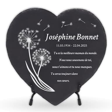 LAUBLUST Plaque funéraire personnalisée comme décoration funéraire | Plaque en ardoise gravée comme pierre tombale décorative - Pissenlit, trois tailles | Plaque сommémorative avec nom et texte