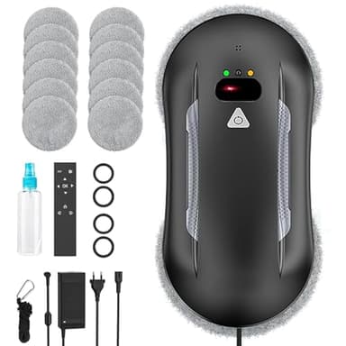 Oamger Robot Laveur de Vitre Automatique 5600 Pa, Robot Nettoyeur Vitre avec Double Fonction de Pulvérisation et Système de Détection Intelligent des Bords, pour Fenêtres Intérieures et Extérieures