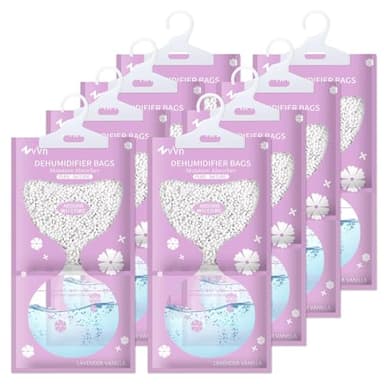CIRULLI Lot de 8 déshumidificateurs - Absorbeur d'humidité, granulés déshumidificateurs pour éliminer l'humidité et les odeurs désagréables des armoires, chambres à coucher, résistant à l'humidité