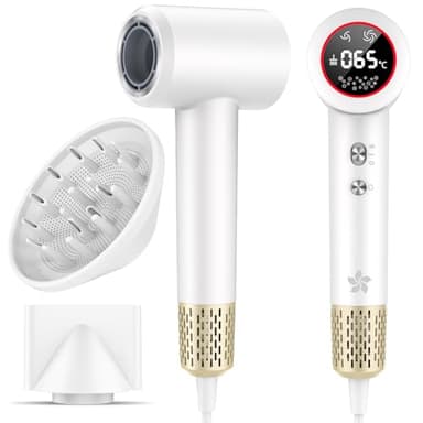 Seche Cheveux Professionnel avec Diffuseur, Sèche Cheveux Ionique, Seche Cheveux à 400 Millions Plasma, Moteur sans Balais de 110 000 tr/min pour un Séchage Rapide, 57 dB à Faible Bruit pour Voyage