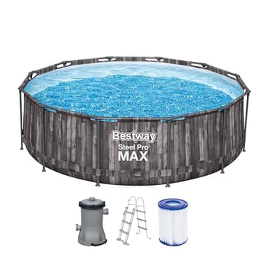 Bestway Steel Pro Max Piscine Hors Sol Ronde - 366 cm x 366 cm x 100 cm - Gris foncé
