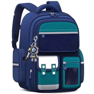 Amythe Cartable Garçons Primaire, Sac à Dos pour Enfants de CE2 CM1 CM2, Sac D'école Primaire Multi-compartiments avec Bandes Réfléchissantes pour Garçon 8 à 12 ans, Vert