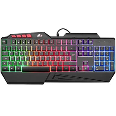 Rii Clavier Gamer Semi-Mécanique USB Filaire, 19 Touches Anti-Ghosting avec rétroéclairage LED, Multimédia, Silencieux, Clavier Gaming Membrane AZERTY Etanche pour Ordinateur Windows/IOS/Xbox/PS4/PS5