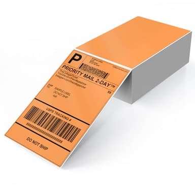 YIKIADA Lot de 250 étiquettes d'expédition orange 10 x 15 cm - En vinyle - Autocollants thermiques - Imperméables - Perforées - Pour bureau, entrepôt, adresse