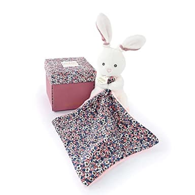 Doudou et Compagnie - BOH'AIME - Pantin Lapin avec Doudou - Boîte en Forme de Fleur - Rose - Idée Cadeau de Naissance Fille et Garçon - Garantie Doudou Perdu - DC4020
