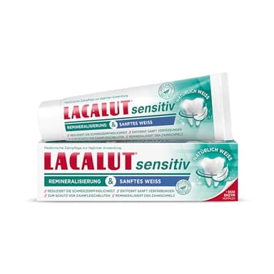 LACALUT Reminéralisation sensible et blanc doux, réduit la sensibilité à la douleur, élimine en douceur les décolorations, reminéralise l'émail, 1 x 75 ml