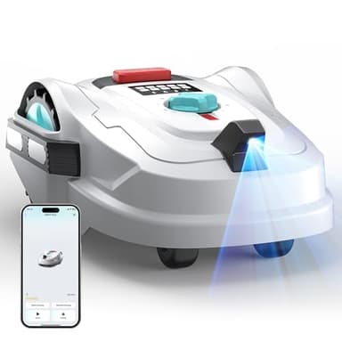 YARDCARE M800Plus Robot Tondeuse sans Fil Périphérique Max 800m², Positionnement GPS + Navigation Visuelle IA, Coupe en U, Retour Automatique Station Charge+APP, Évitement Intelligent des Obstacles