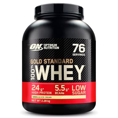 Optimum Nutrition Gold Standard 100% Whey, Protéine, Goût Crème Glacée Vanille, 2.28kg, 76 Doses