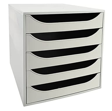 Exacompta - Réf. 229606D - Module économique à tiroirs ECOBOX + - Caisson individuel à 5 tiroirs pour document A4 et A4+ - Certifié Ange Bleu - Dimensions 34,8 x 28,4 x 29 cm - Coloris gris