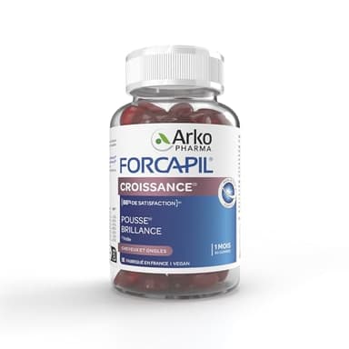 Arkopharma Forcapil Gummies Croissance - Cheveux et Ongles - Favorise la pousse des cheveux et ongles - Renforce la fibre capillaire - 60 gummies - Cure d'un mois
