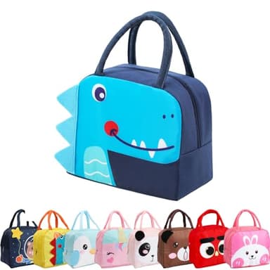 Runmeihe Sac Isotherme Repas Enfant Pour Les Filles, Les Garçons Et Les Étudiants, Sac À Lunch Isolant Réutilisable En Forme De Dessin Animé (Navy Crocodile)
