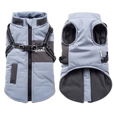 Oslueidy Vestes d'hiver pour Chiens, Manteaux Chauds pour Chiens Vêtements réfléchissants pour Chien Gilet imperméable pour Chiot avec Harnais pour Chiens de Petite et Moyenne Taille