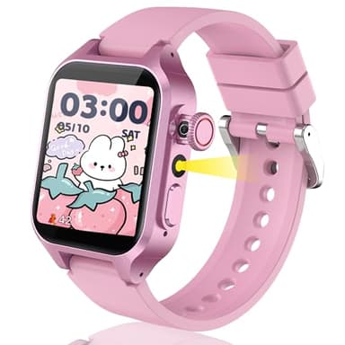 32 Jeux Montre Connectée Enfant, Montre Intelligente Enfant avec 3 Modes Sportifs, Livres Audio&Cartes d'étude, Mode École, Réveil, MP3, Podomètre, Caméra, Torche, Cadeaux des Fille et Garcon 3-14 Ans