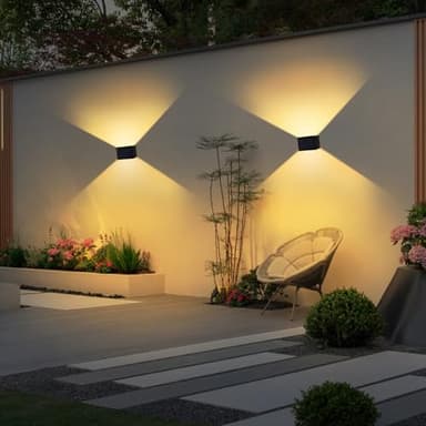 T-SUN 2 Pièces Applique Murale Extérieur 3000K Lumière Chaude Lampe Solaire Murale Exterieur Applique Murale Solaire Vintage, Réglable Up Down Lumière Solaire étanche IP65 pour Jardin Mur Clôture