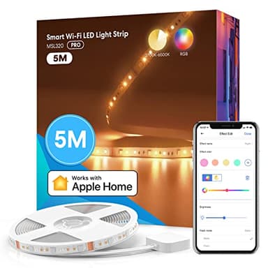 meross Ruban à LED Connecté WiFi, 5M RGBWW Bande Lumineuse Intelligente Compatible avec Apple HomeKit, Alexa et Google Home, Guirlande Lumineuse LED Multicolore avec Contrôle Vocale à Distance