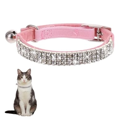 Collier Rose pour Chat et Chaton avec Clochette - Souple et Réglable - Accessoire Mignon pour Petit Chien