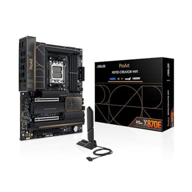ASUS PROART X870E-CREATOR WiFi – Carte mère Gaming AMD Ryzen AM5 X870 ATX (DDR5, 16+2+2 DrMOS, PCIe 5.0, 4 x M.2, USB4, 10 GB & 2.5 GB LAN, HDMI, WiFi 7, Aura Sync RGB)
