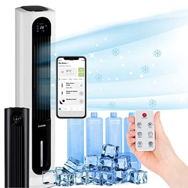Klarstein Rafraichisseur d'Air Mobile 5 en 1, Refroidisseur d'Air par Evaporation avec Humidificateur, Ventilateur, Ioniseur, Climatiseur Mobile Sans Évacuation, Mode Nuit, 85W, Débit d'Air 3306m³/h