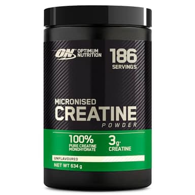 Optimum Nutrition Créatine Micronisée en Poudre, Sans Arôme, 634g, 186 Doses