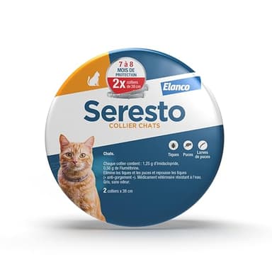 Seresto Colliers Chats – 2 Protections anti puces et anti tiques pour chat – Collier Seresto pour chat avec protection longue durée de 7 à 8 mois – Gris