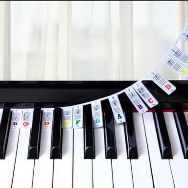 Guide de partitions de piano pour débutants - Étiquettes amovibles pour clavier de piano - Pour toutes les touches 88/61/54/49/37 - Pas besoin d'autocollants - Réutilisables - En silicone
