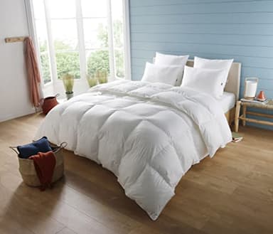 DODO - Couette Percale Coton Tempérée 220x240 cm - Convient 2 Personnes - Anti-Acariens - Tissu 100% Percale de Coton - Garnissage Polyester Suprelle Senso Protect - Lavable en Machine à 40°C