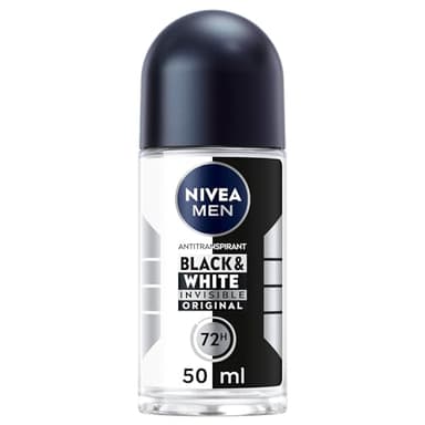 NIVEA MEN Déodorant Bille Invisible For Black & White Power (1 x 50 ml), déodorant homme anti-traces blanches et jaunes, anti-transpirant aisselles protection 72 h