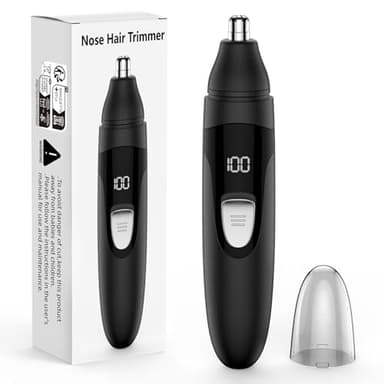 Tondeuse à poils de nez, rechargeable sans fil indolore oreille,pour homme et femme, voyant lumineux, lames à double bord pour un nettoyage facile (Noir)