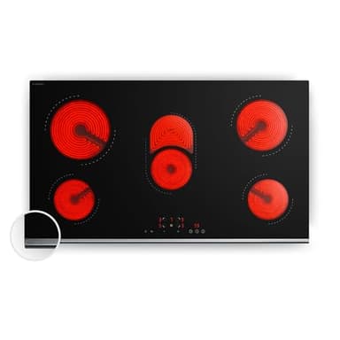 Klarstein Verosteel Plaque Vitrocéramique 90 cm - 5 Zones, 8400 W, Commande Tactile, Minuterie & Sécurité Enfants, Surface Facile à Nettoyer, Table de Cuisson Vitrocéramique Design Noir