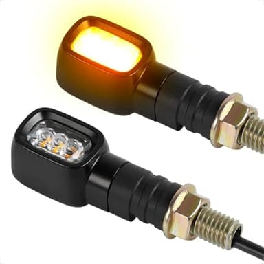 evermotor Mini Clignotant Moto LED Homologué 12v, E24, 400mm Long Câble, Indicateur Moto Rectangulaire Étanche Ip67 (2 Pièces)