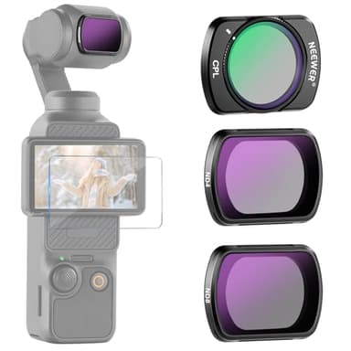 NEEWER Kit de Filtres ND & CPL pour Pocket 3 (Pack de 3),Kit Filtres Polarisants Magnétiques à Densité Neutre ND4 ND8 CPL avec Verre Optique HD Compatible avec DJI Osmo Pocket 3 Creator Combo,FL-B03