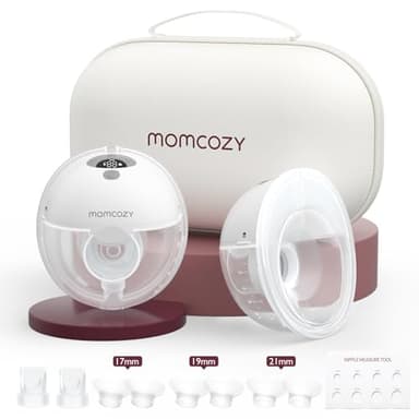Momcozy M5 Tire-Lait Electrique Mains Libres Portable, de la Bouche de Bébé Bride à Double Étanchéité, 3 Modes & 9 Niveaux Réglables, Confort 24 mm (Gris, 2 Pièces)
