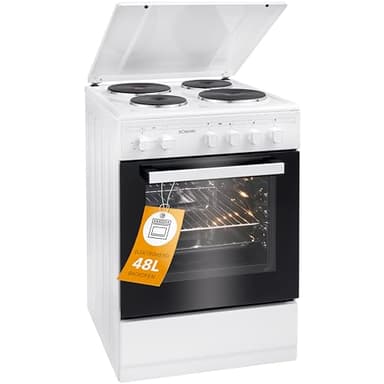 Boman, Cuisinière Electrique 4 plaques et four de 48L, Largeur 50 cm, cuisine avec plaque couvre-feu, allumage manuel, 4 foyers avec commandes, Energie A
