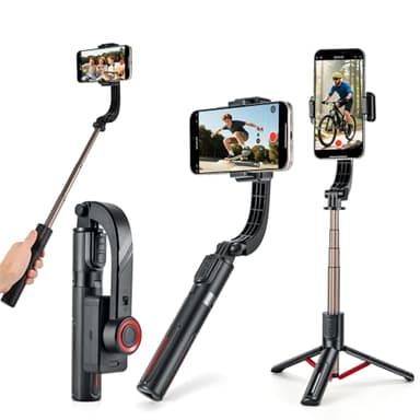 WEIIBDIE Stabilisateur de cardan pour smartphones, cardan de téléphone à 1 axe avec télécommande, perche à selfie portable et pliable et support de téléphone pour stabilisateur de vlogging, vidéos